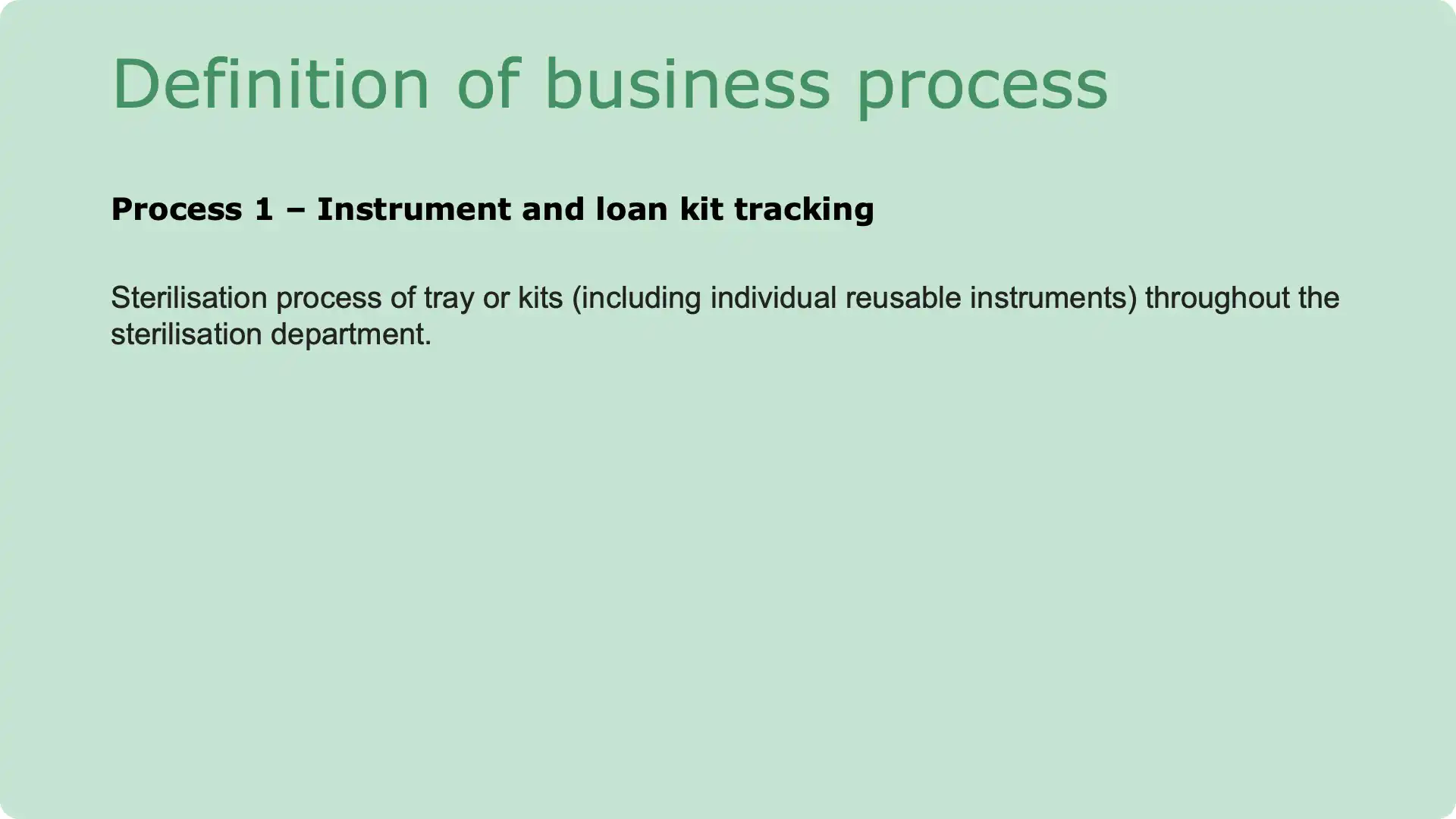 CSD Step 1: Arrival of surgical instruments for sterilisation