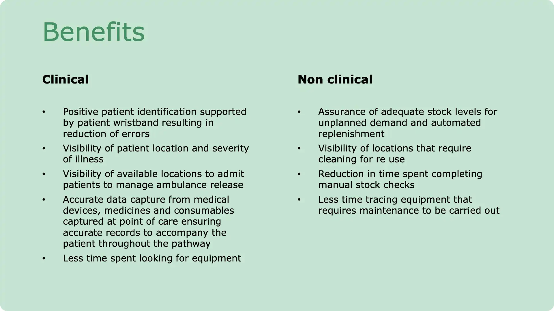 Benefits of emergency case using GS1 standards for traceability
