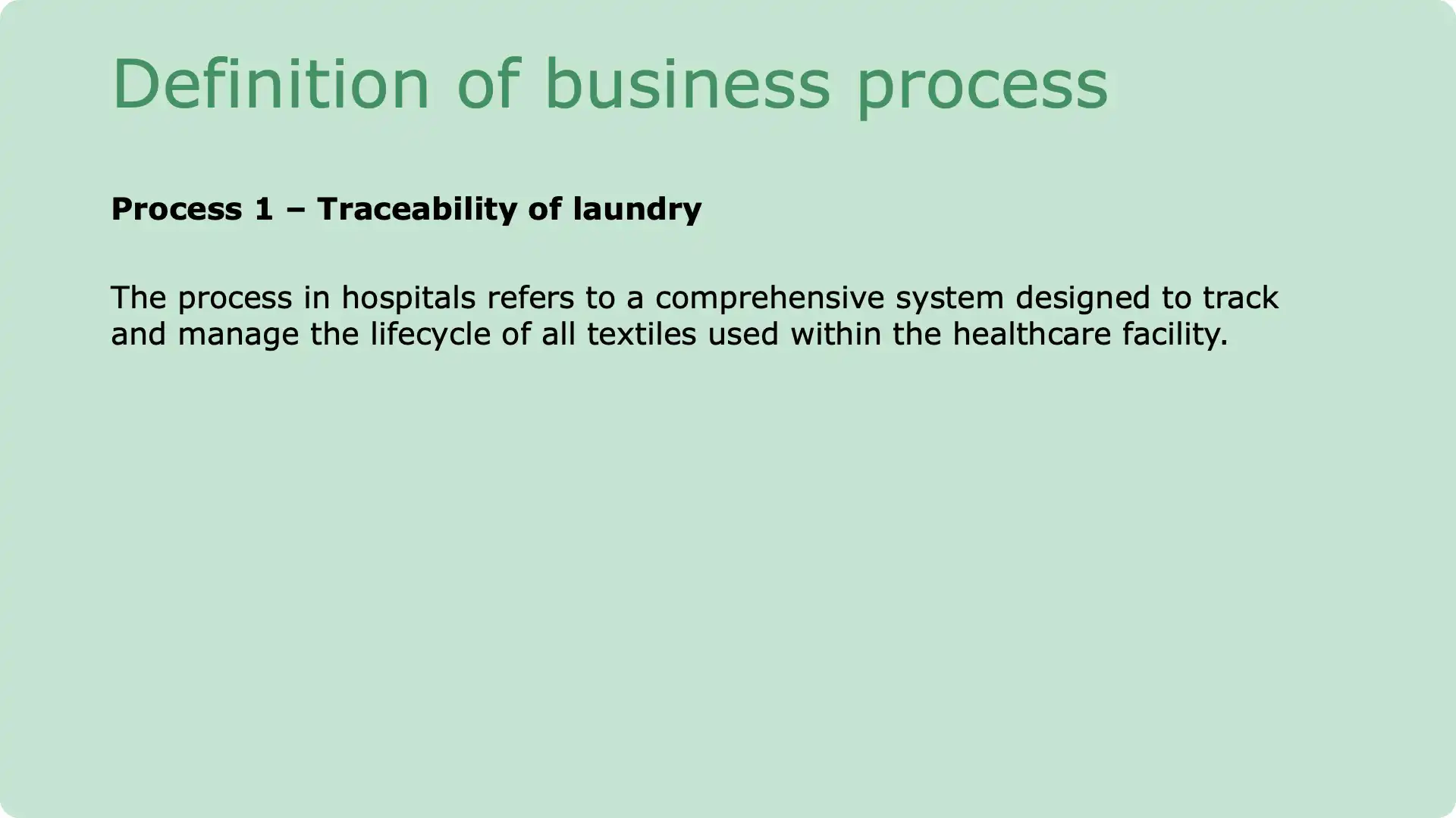 Overview of GS1 traceability standards applied to hospital laundry process
