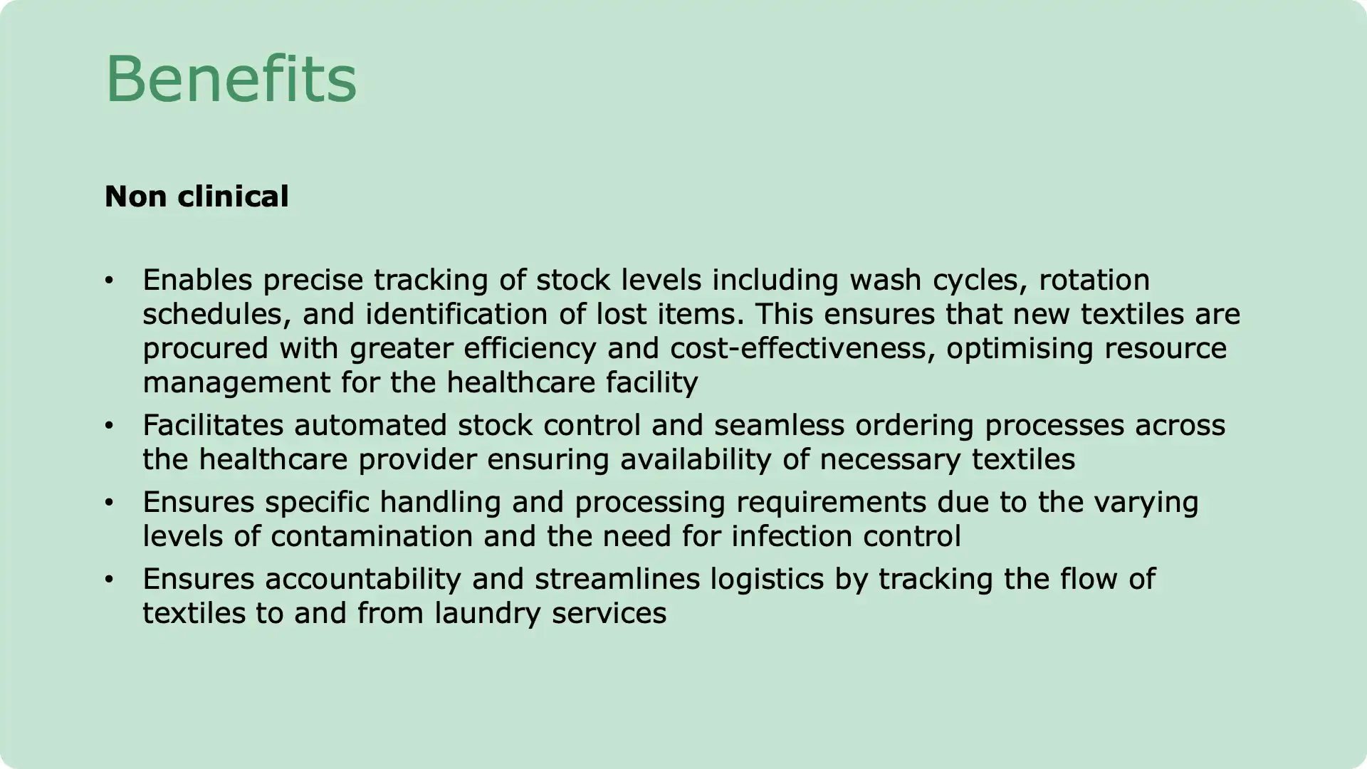 Benefits of laundry traceability