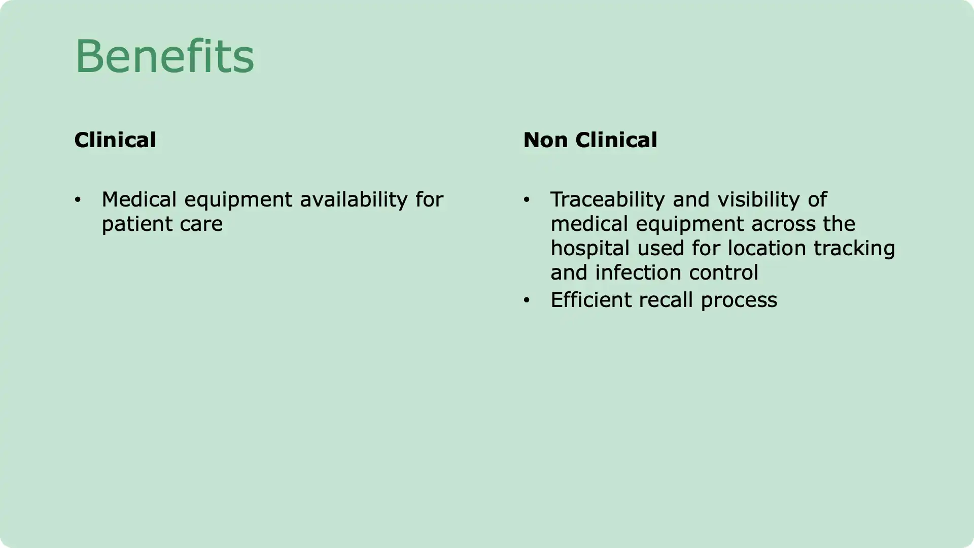 Medical equipment ready for use in patient care