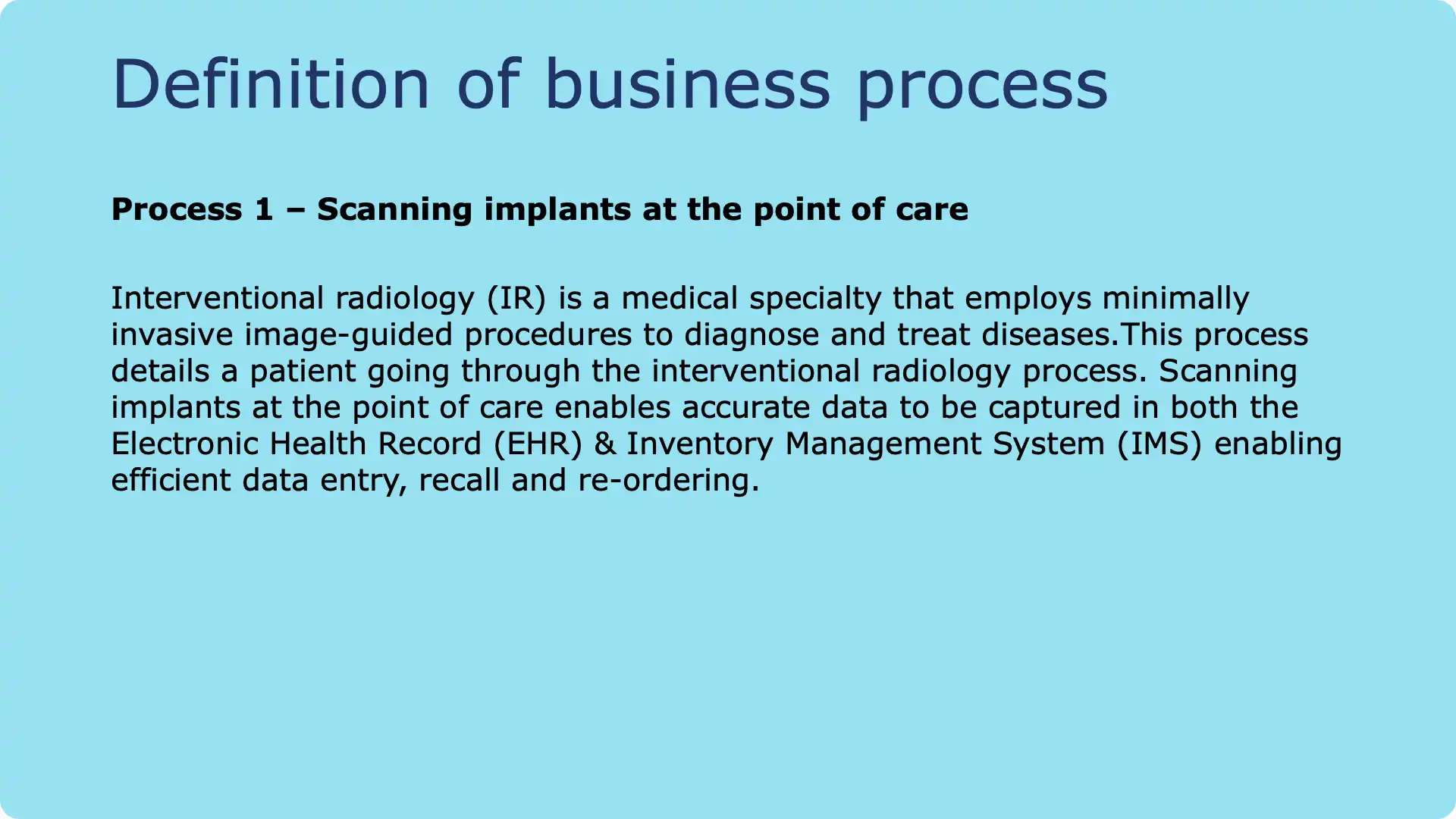 Overview of GS1 standards used in interventional radiology procedures