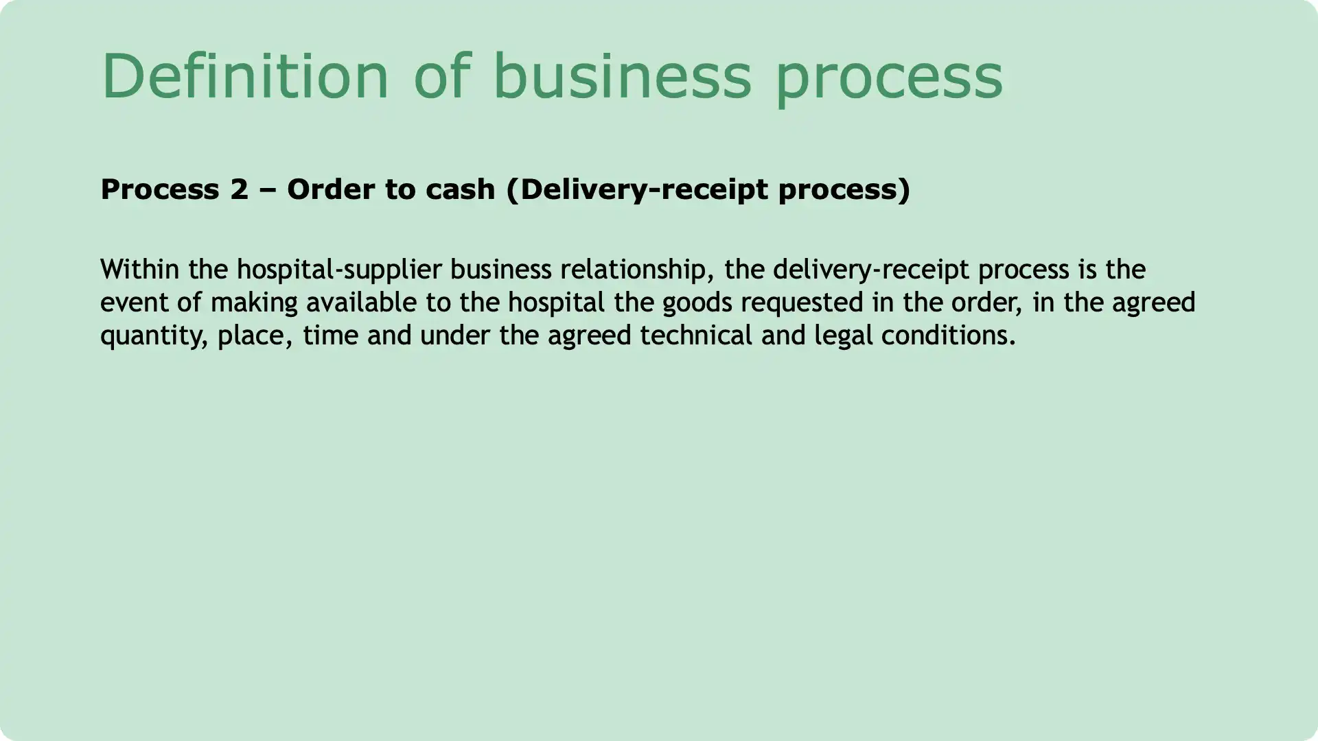 Start of order-to-cash process: supplier order confirmed